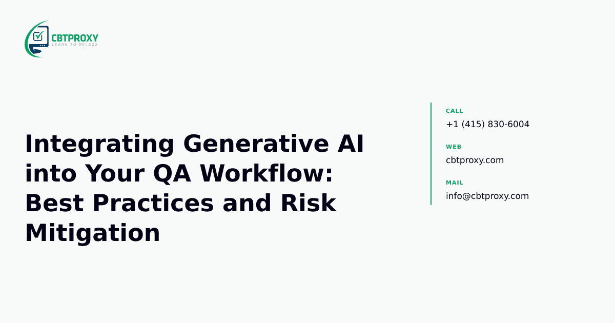 Integrating Generative AI into Your QA Workflow: Best Practices and Risk Mitigation — CBTProxy blog banner