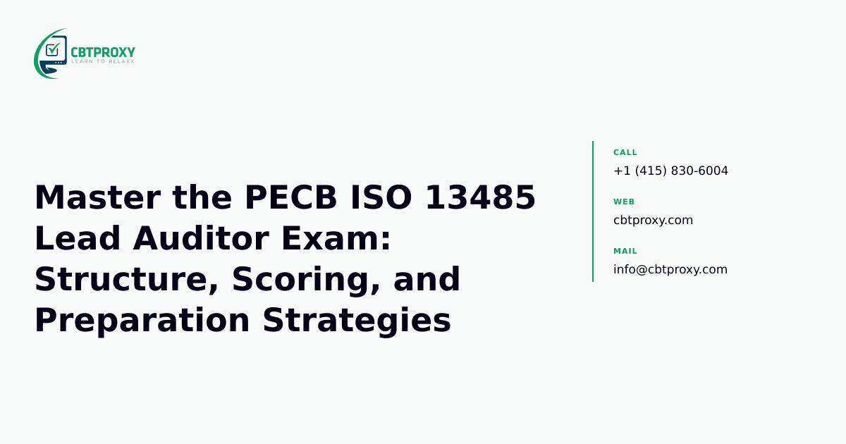Master the PECB ISO 13485 Lead Auditor Exam: Structure, Scoring, and Preparation Strategies — CBTProxy blog banner