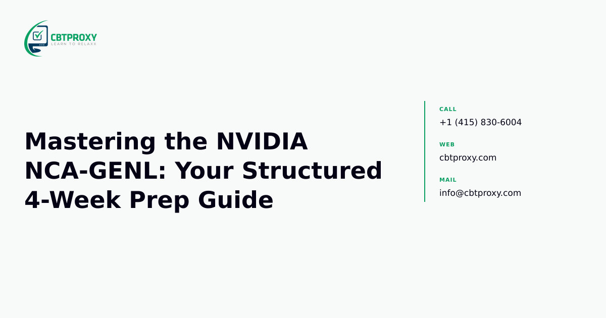 Mastering the NVIDIA NCA-GENL: Your Structured 4-Week Prep Guide — CBTProxy blog banner