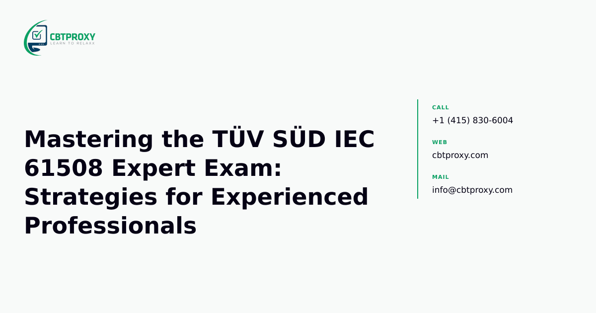 Mastering the TÜV SÜD IEC 61508 Expert Exam: Strategies for Experienced Professionals — CBTProxy blog banner