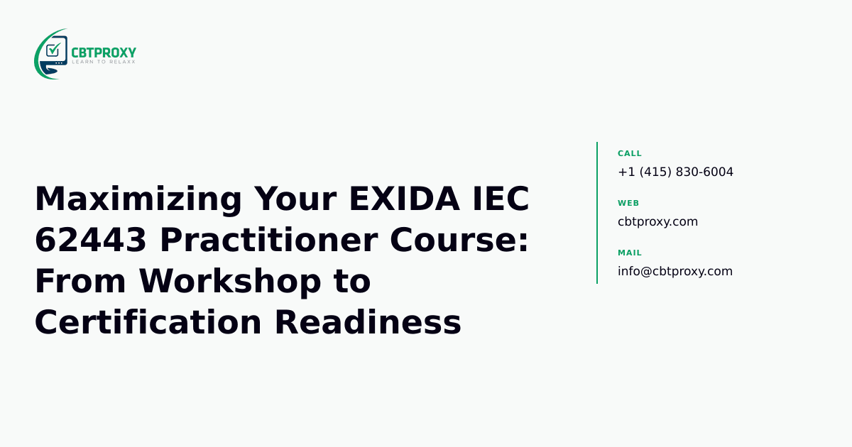 Maximizing Your EXIDA IEC 62443 Practitioner Course: From Workshop to Certification Readiness — CBTProxy blog banner