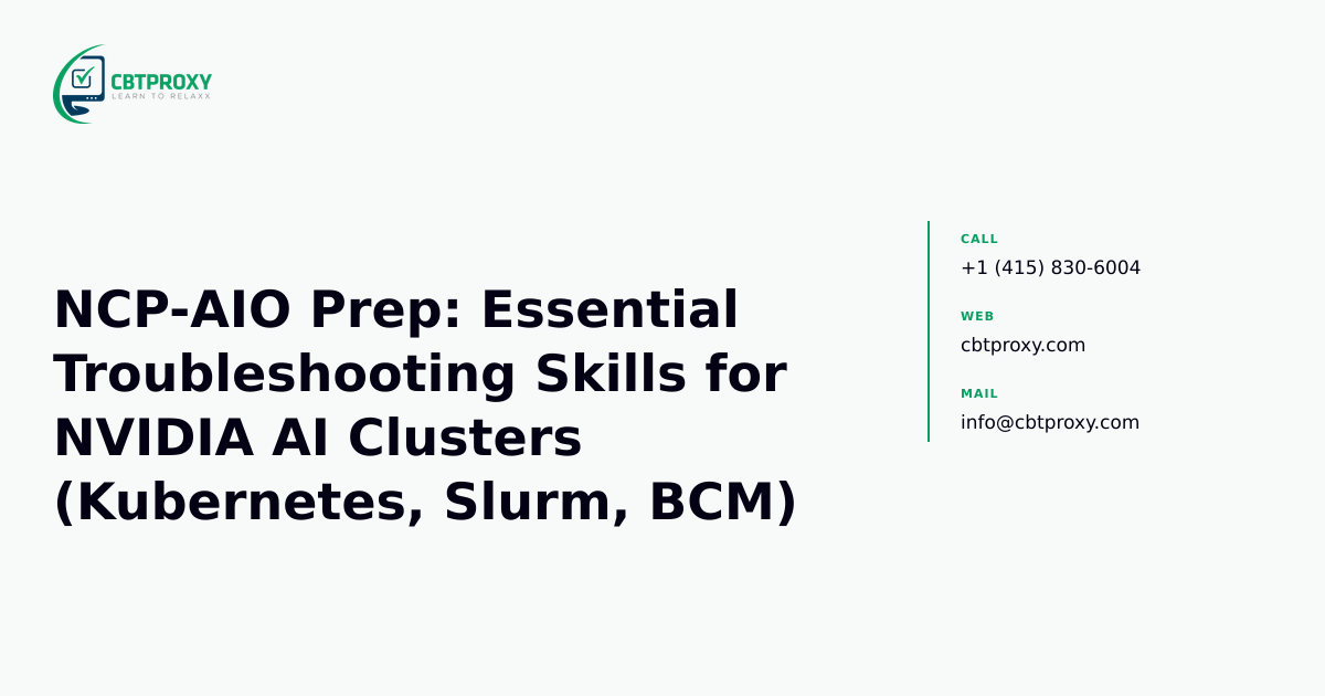 NCP-AIO Prep: Essential Troubleshooting Skills for NVIDIA AI Clusters (Kubernetes, Slurm, BCM) — CBTProxy blog banner