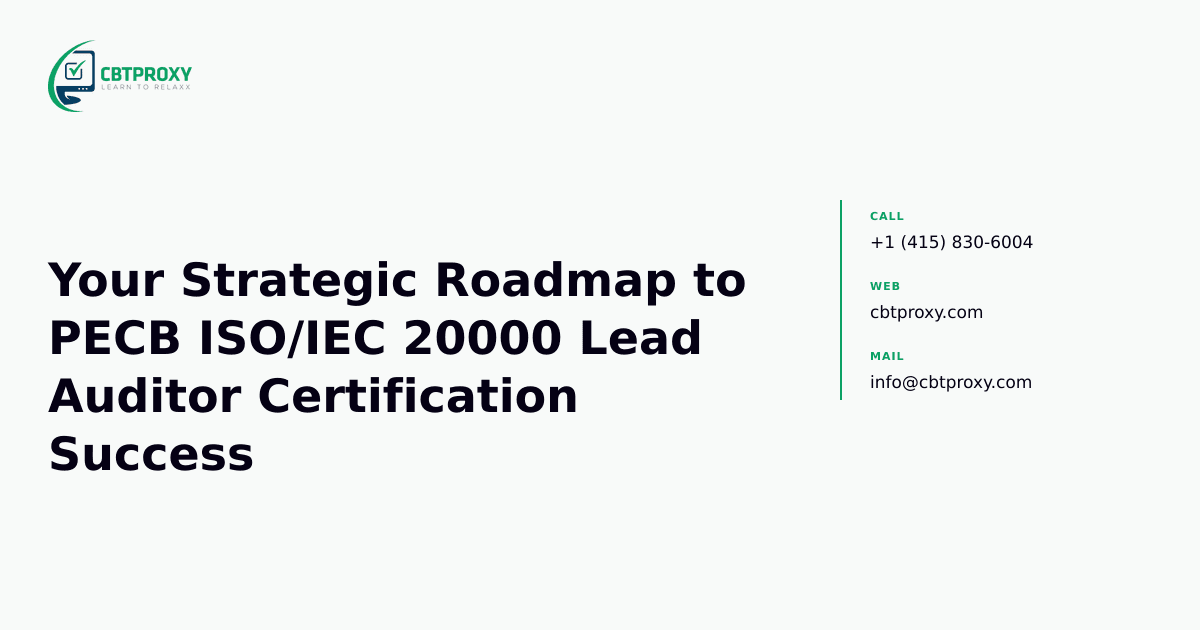 Your Strategic Roadmap to PECB ISO/IEC 20000 Lead Auditor Certification Success — CBTProxy blog banner